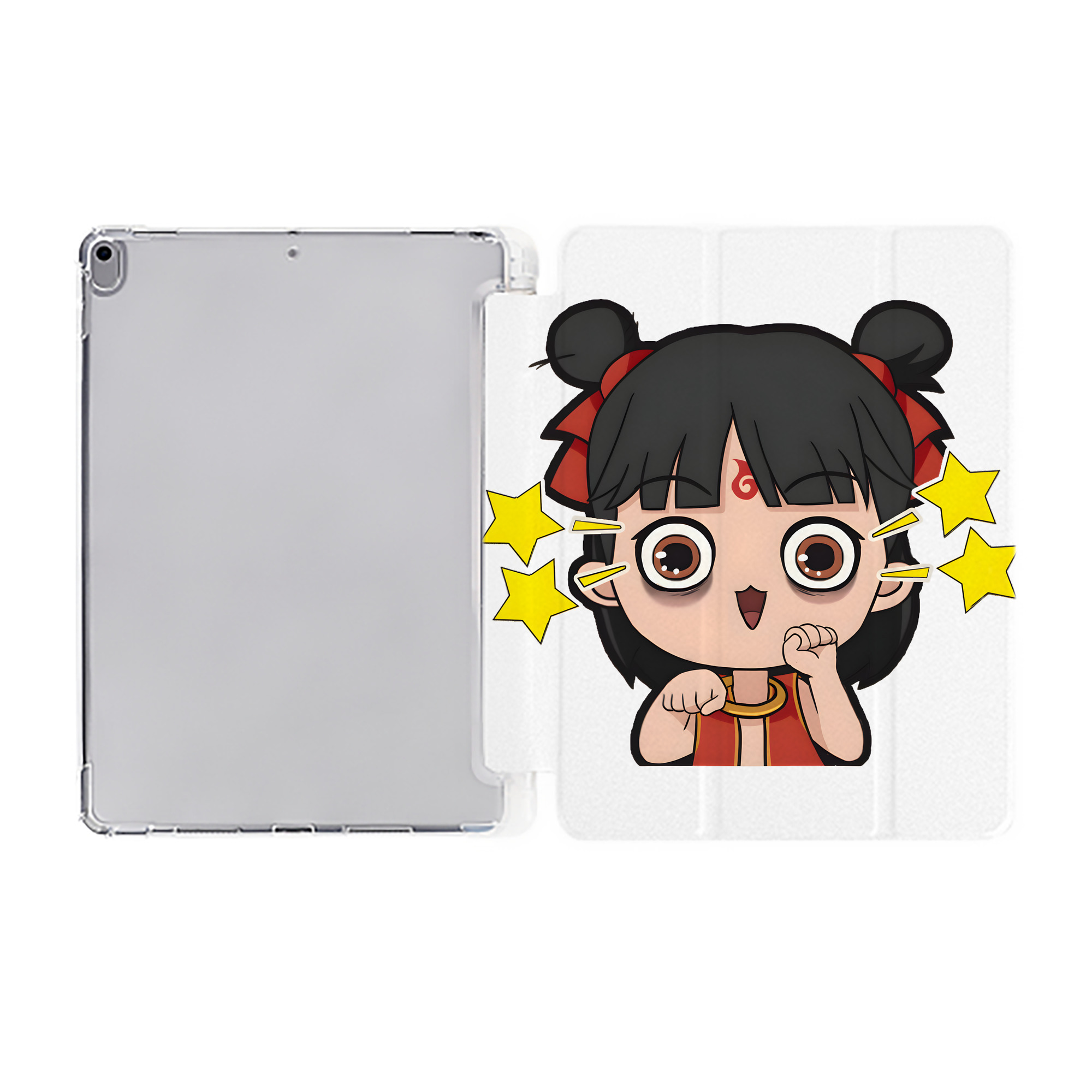 （画像用） Ne Zha 2 ナタ 魔童の大暴れ IPad ケース ペン収納付き 三つ折りスタンド PUレザー×シリコン 対応機種9.5/10.5/10.9インチ